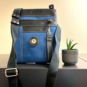 Mouflon Nylon Blue And Black Canvas Crossbody Shoulder Purse Bag